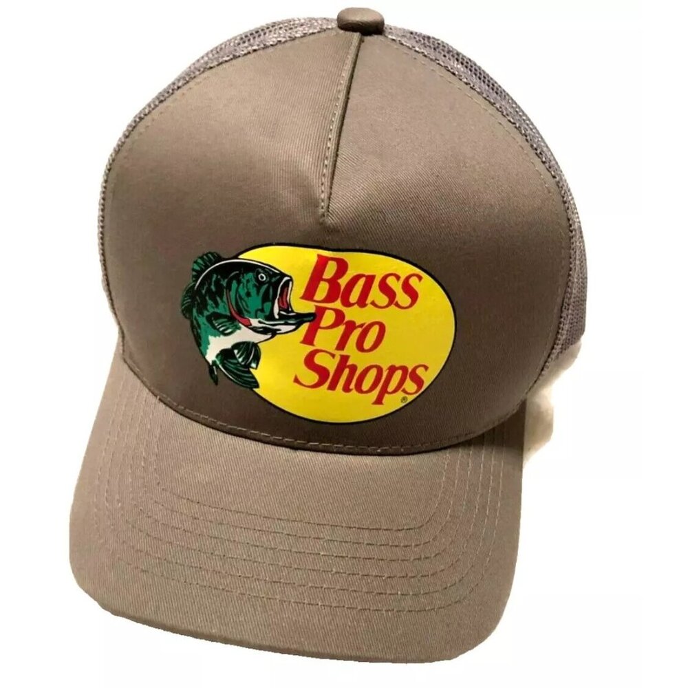 Bass Pro Shops Gray Trucker Hat Mesh Adj Snapback Baseball Fishing Outdoor Cap